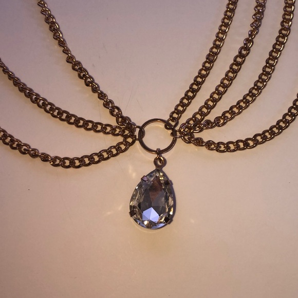 BEBE multi layered chain w/ pear shaped diamond - Picture 2 of 4
